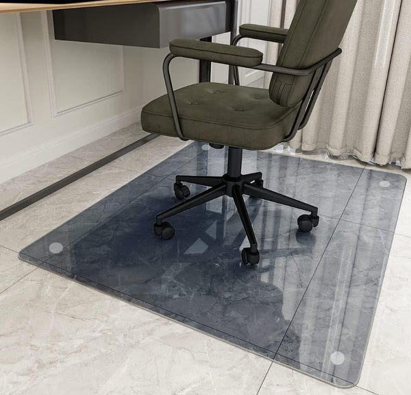 Easly 36" x 46" Chair Mat for Carpet - Office Chair Mat - Tempered Glass Floor Mat for Home/Office/Carpet Clear Computer Floor Mat - with 4 Anti-Slip