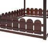 Cocoa Yacht Club Full Size Wood Bed House Bed Frame with Fence (Espresso )