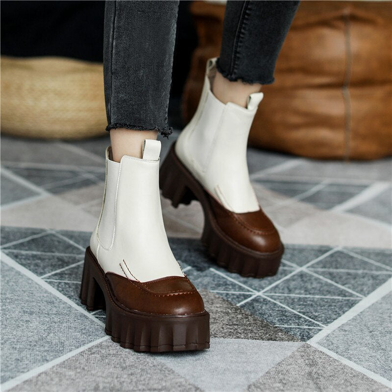 Cocoa Yacht Club Leather Platform Ankle Boots