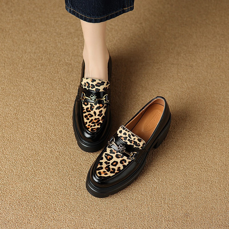 Cocoa Yacht Club Leather Leopard Platform Loafer