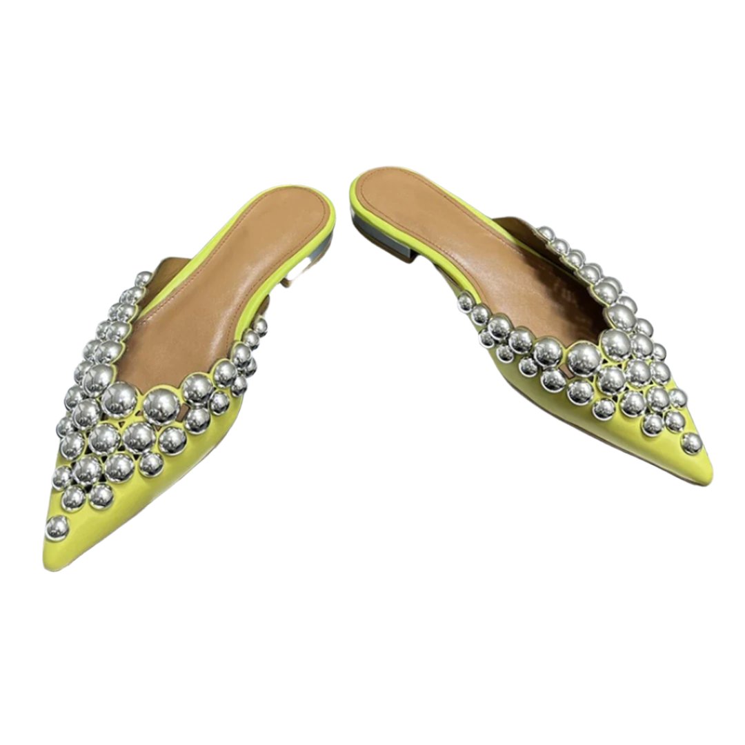 Cocoa Yacht Club Pointed Toe Metal Ball Mules