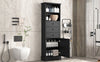 Black High Storage Cabinet with 3 Drawers and Adjustable Shelves