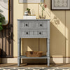 Cocoa Yacht Club Narrow Console Desk, with Three Storage Drawers and Living Room Bottom Shelves (Grey Washed)