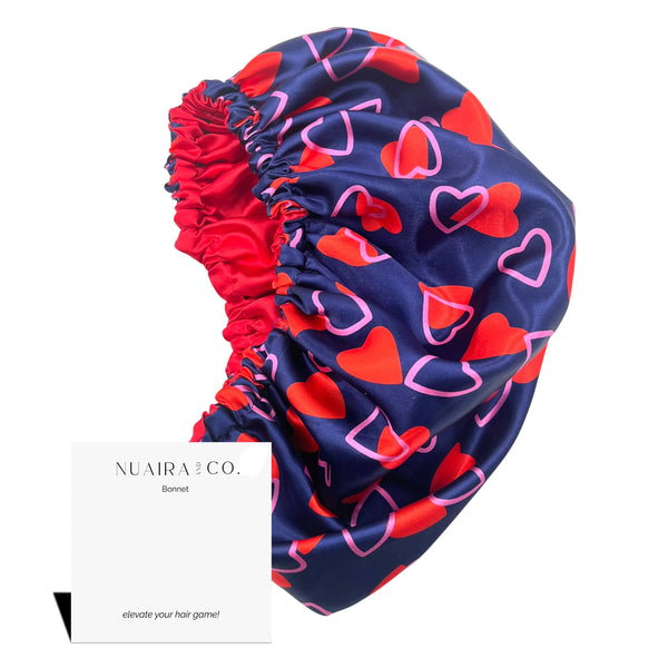 Field of Hearts Satin Bonnet & Scrunchie
