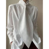 Cocoa Yacht Club Solid Neck Tie Blouse