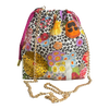 Floral Leopard Vintage Scarf Drawstring Crossbody Bag