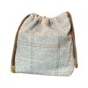 Equestrian Gray Vintage Scarf Drawstring Crossbody Bag