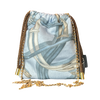 Equestrian Gray Vintage Scarf Drawstring Crossbody Bag