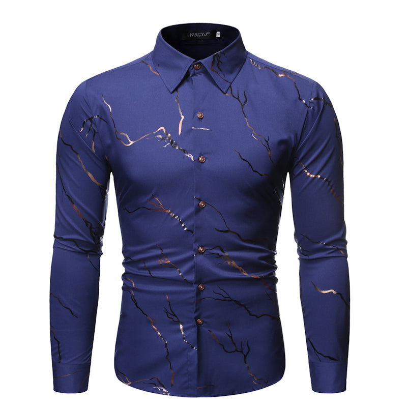 Tree Branch Foil Print Long Sleeve Shirt