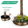 Outdoor Garden Birdbath in Bronze Finish with Solar Light