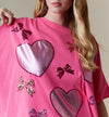 Cocoa Yacht Club Heart Shaped Sequin Bow T-Shirt