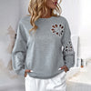 Beaded Hollow Pullover Sweatshirt