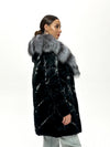 Genuine Silver Fox Fur Down Fill Coat
