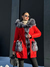 Genuine Silver Fox Fur Rabbit Fur Insulated Parka