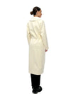 Genuine Mink Fur Rex Fur Trim Virgin Wool Coat in White