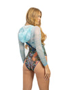 Mermaids One-piece Swimsuit with Sleeves, Hood & Lace