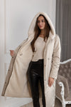 ⇆ Reversible Faux Alpaca Satin Hooded Coat