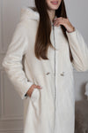 ⇆ Reversible Faux Alpaca Satin Hooded Coat