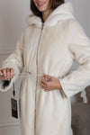 ⇆ Reversible Faux Alpaca Satin Hooded Coat