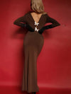 Cocoa Yacht Club Deep V-neck Butterfly Maxi Dress