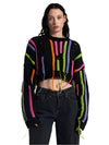 Cocoa Yacht Club Rainbow Tassel Panel Patchwork Sweater