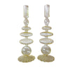 Buttercream Yellow Ribbed Candle Holder - Pair