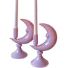 Lilac Crescent Moon Candle Holder - Pair