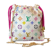LV Murakami Monogram Vintage Silk Scarf Drawstring Crossbody Bag