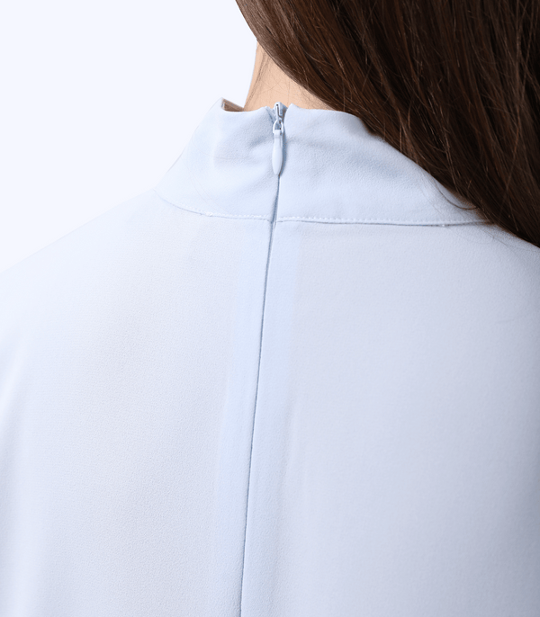 Sky Blue Long Sleeve Mock Neck Maternity Blouse