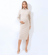 Turtleneck Fitted Maternity Maxi Sweater Dress