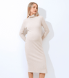Turtleneck Fitted Maternity Maxi Sweater Dress
