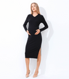V-Neck Fitted Maternity Maxi Sweater Dress