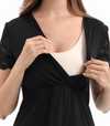 Maternity Nursing Dress with Lace Sleeves