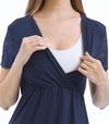 Maternity Nursing Dress with Lace Sleeves