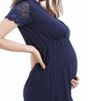 Maternity Nursing Dress with Lace Sleeves