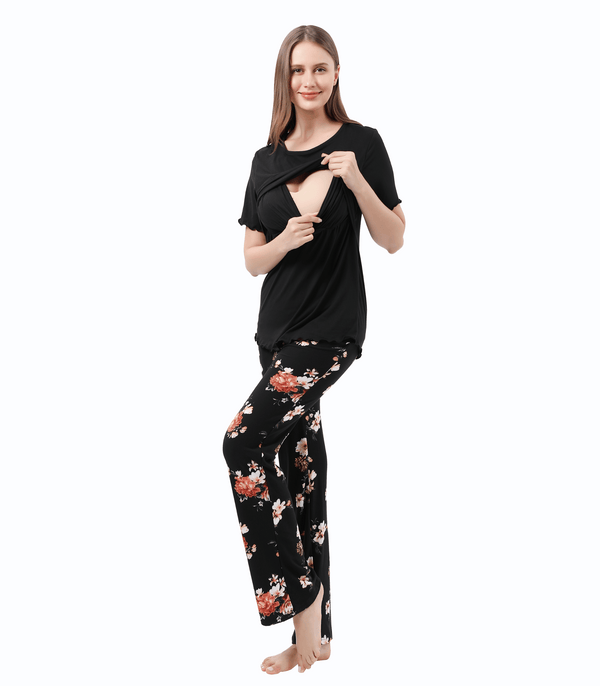 Bump Friendly Nursing Pajama Set Colored