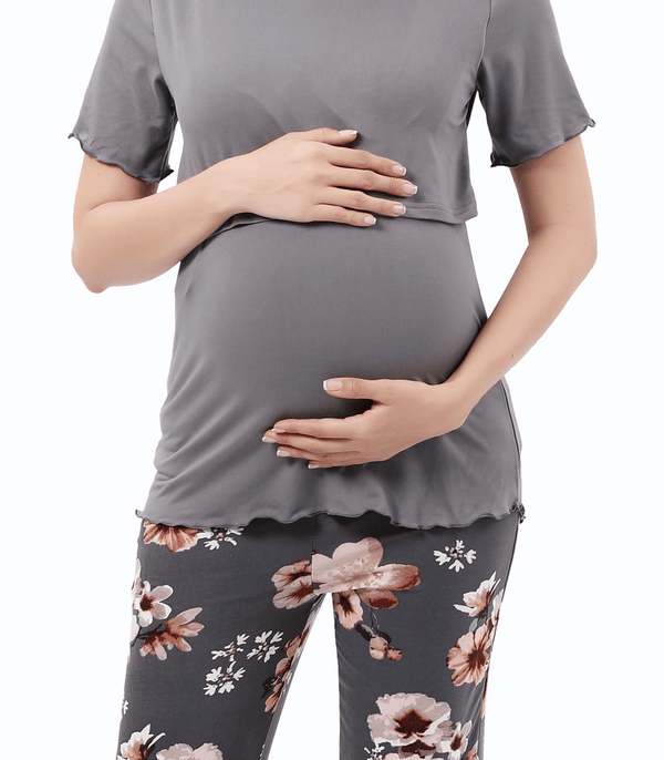Bump Friendly Nursing Pajama Set Colored