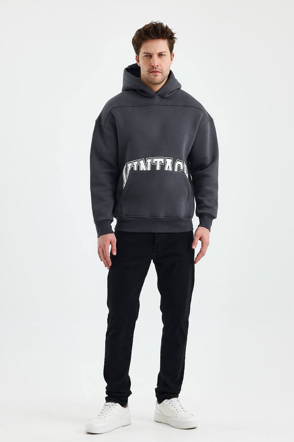 Men's Oversized Vintage Hooded Sweatshirt - Comfortable and Stylish Hoodie