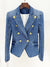 Cocoa Yacht Club Double Breasted Slim Fit Denim Blazer & Pencil Mini Skirt Set