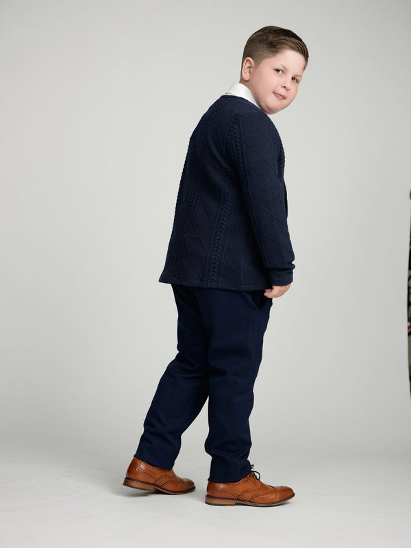 Navy Chunky Knit Cardigan