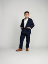 Navy Plaid Windowpane Dress Blazer