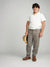Tan Buttons Short Sleeve Dress Shirt with Paisley Contrast