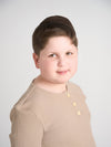 Almond Ribbed Button Top