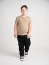 Almond Ribbed Button Top
