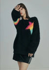 Cocoa Yacht Club Mohair Black Rainbow Star Sweater