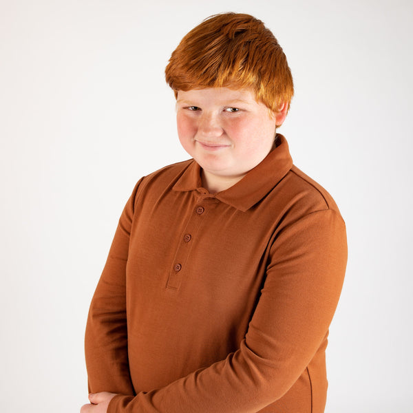 Cinnamon Solid Polo (Long Sleeve)