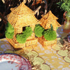 Natural Rattan Pagoda Set - Pair of Small