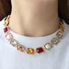 Cocoa Yacht Club Glass Inlaid Dot Colored Diamond Necklace