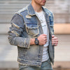 Cocoa Yacht Club Solid Ripped Slim Denim Jacket