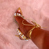 Gold Rivet Rhinestone Stiletto Heel Sandals